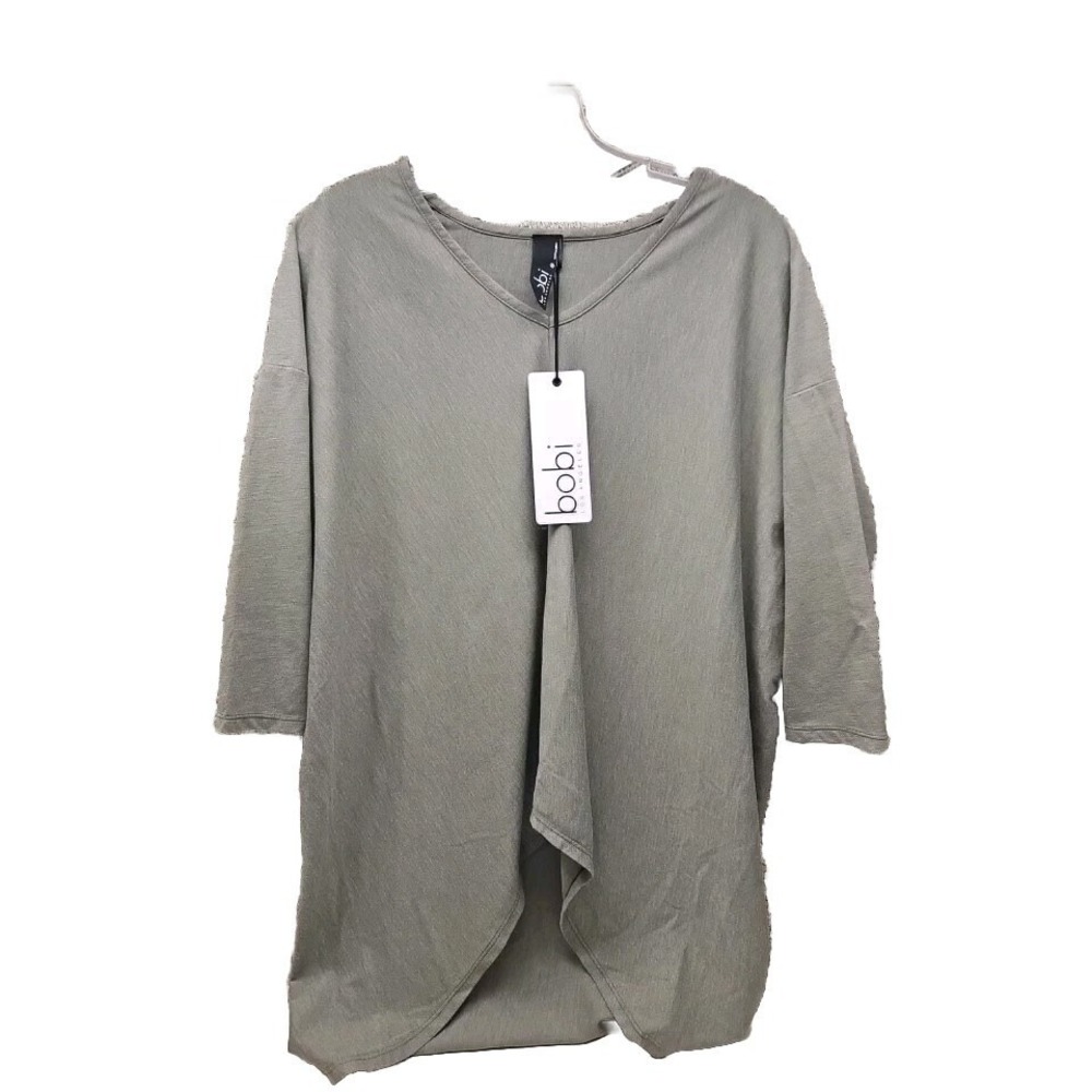 Bobi‎ Los Angeles Womens XS Long Shirt 3/4 Sleeves Solid Gray NWT